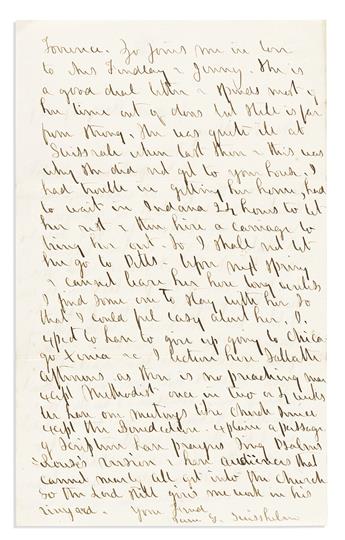 Swisshelm, Jane Grey Cannon (1815-1884) Autograph Letter Signed, Zozonia, [Indiana County, Pennsylvania], 17 August 1869.